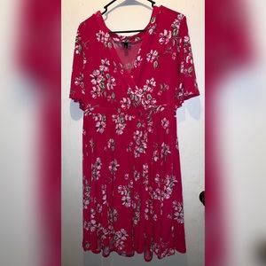 Pink Floral Midi Skater Dress Torrid